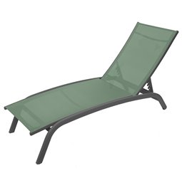 Sun lounger Labonao, olive/graphite color, aluminium/textilene, H84,5x64x171cm