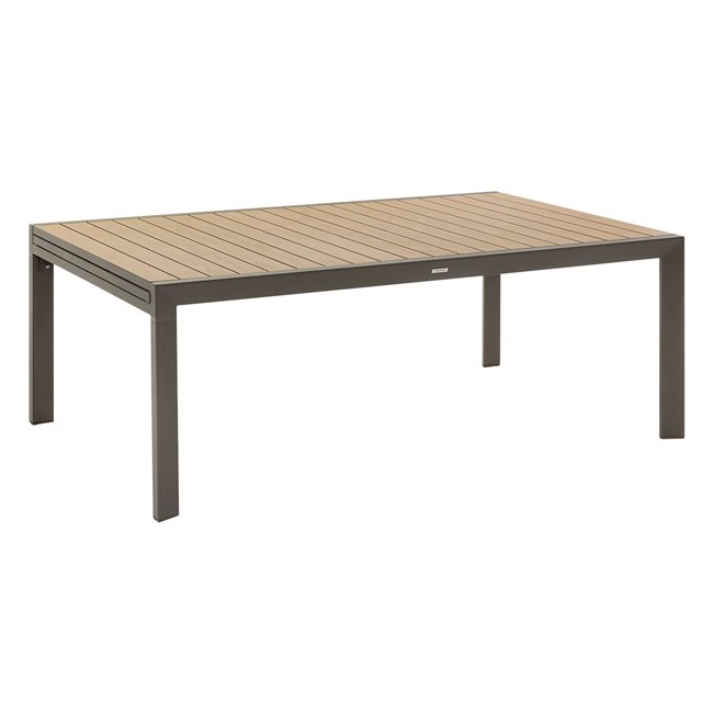 Table Laevasion, 14-seater, extendable, honey/praline color, aluminium, H75,5x125x200-320cm