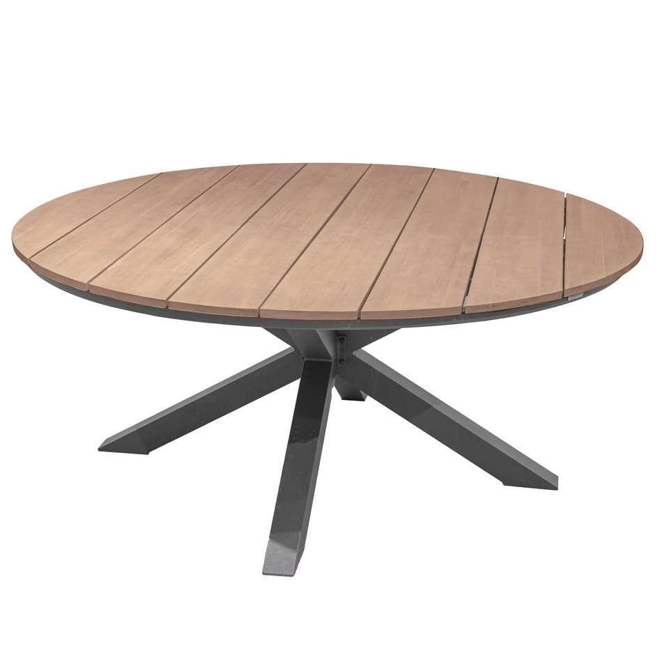 Table Laoriengo 8-seater, graphite/black color, round, aluminium/acacia, H75,5cm, D160cm