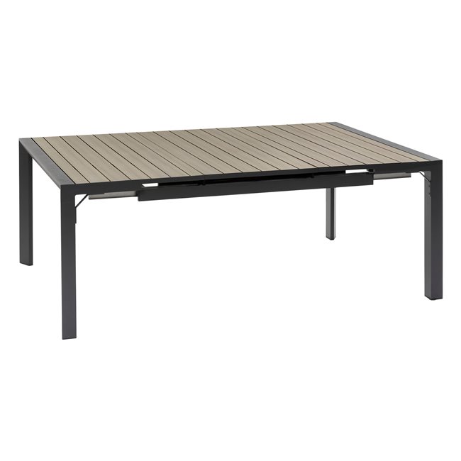 Table Laevasion, 10-seater, extendable, gray/graphite color, aluminium, H77x142x142-202cm