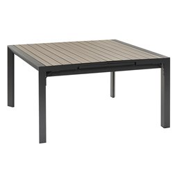 Table Laevasion, 10-seater, extendable, gray/graphite color, aluminium, H77x142x142-202cm