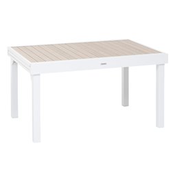 Table Lapiazza, 10-seater extendable, linen/white color, aluminium, H75,5x90x135-270cm