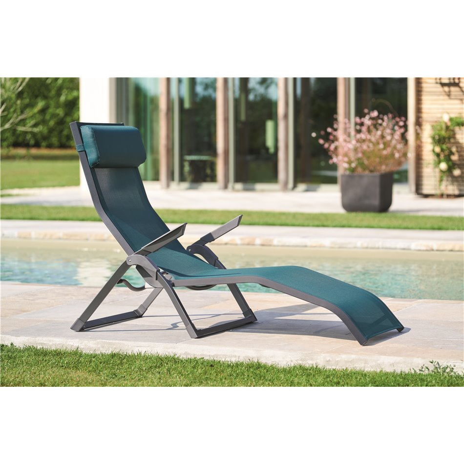 Sun lounger Ladecima, folding, teal color, H90x64x142cm