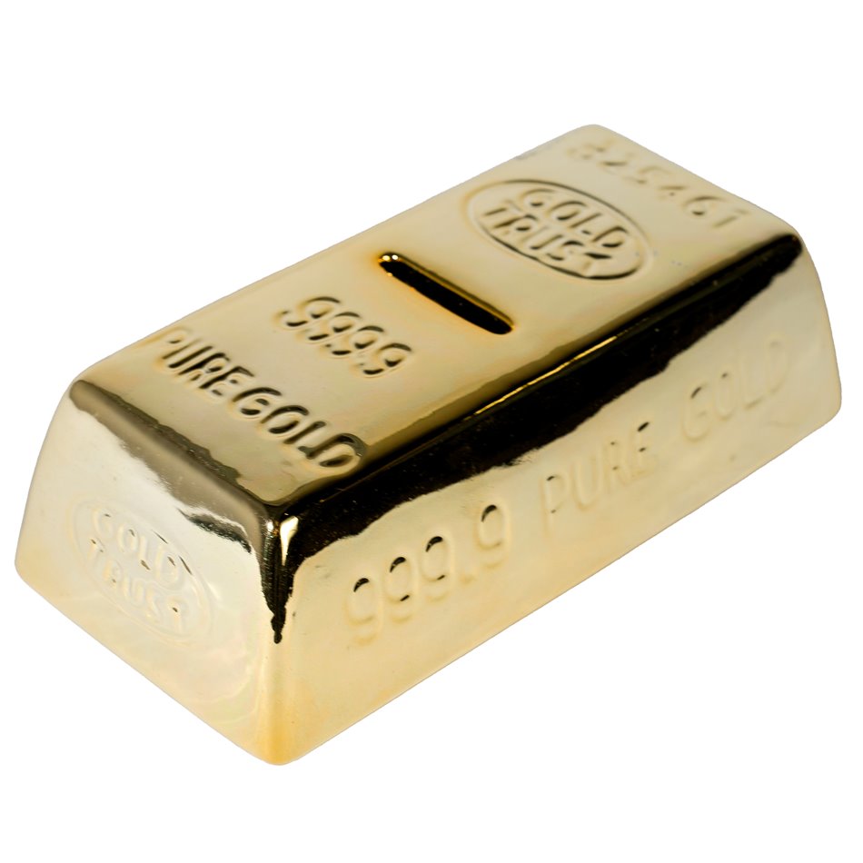 Saving box Gold Bar gold, ceramic, 16.5x8.5x5cm