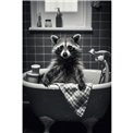 Digitalprint Raccoon Shower, glass, 90x60cm