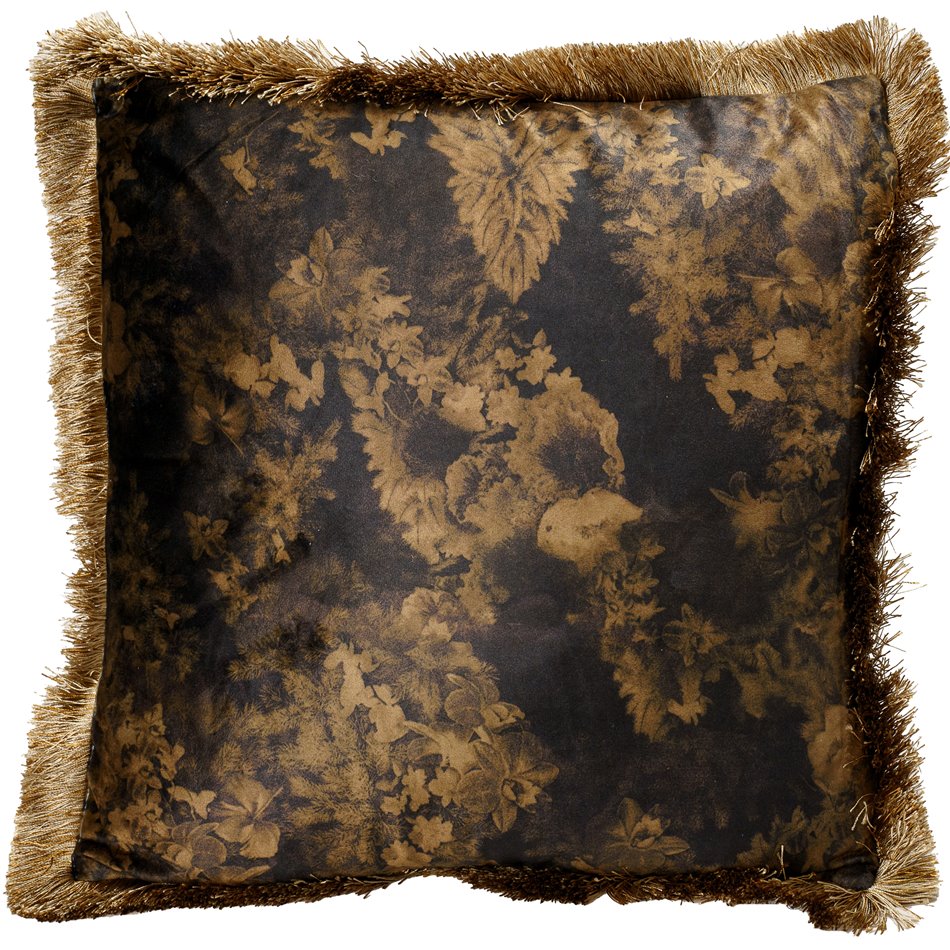 Cushion Flowers Black, 15x45x45cm