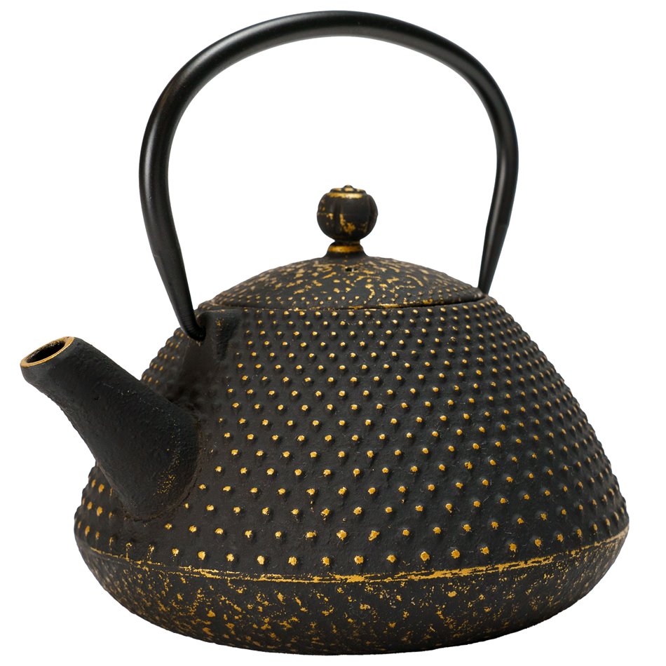 Teapot Flower, brown, cast iron, 0.8L, H10.5xD16.5cm