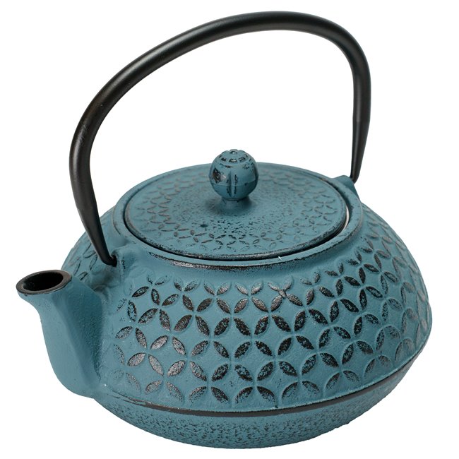 Teapot Flower, blue, cast iron, 1 L, H18x15.5x10cm