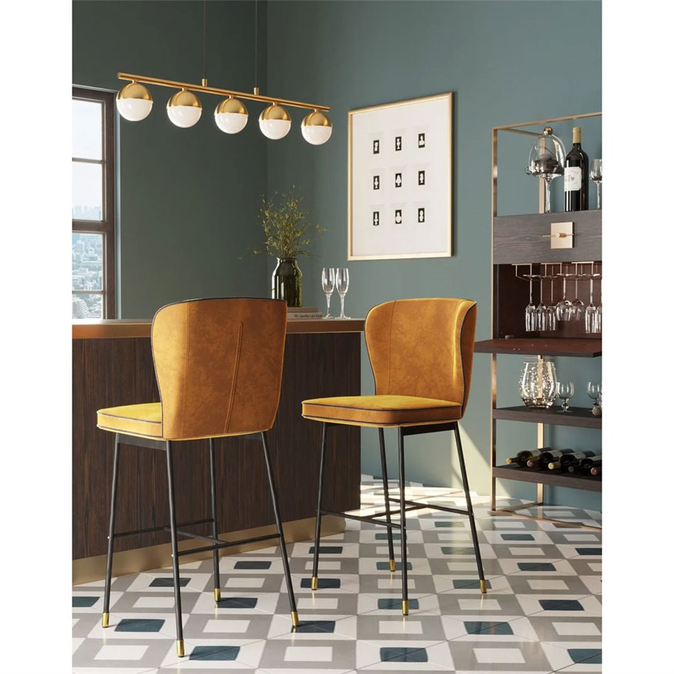 Bar stool Irina, yellow, H106x52x46.5cm, seat height 76cm