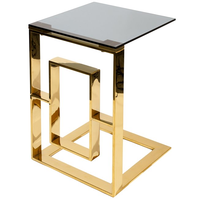 Side table Eisenberg SM, smoke/gold color, H55x40x40cm