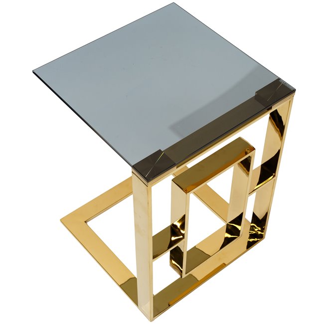 Side table Eisenberg SM, smoke/gold color, H55x40x40cm