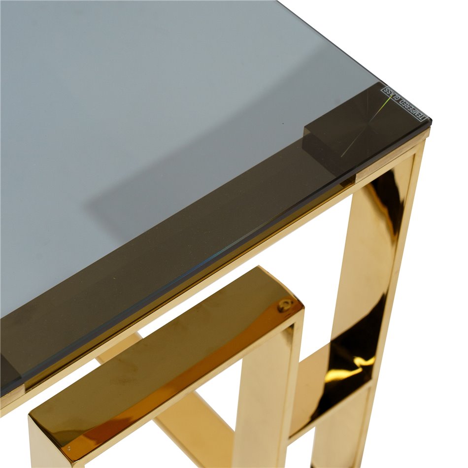 Side table Eisenberg SM, smoke/gold color, H55x40x40cm