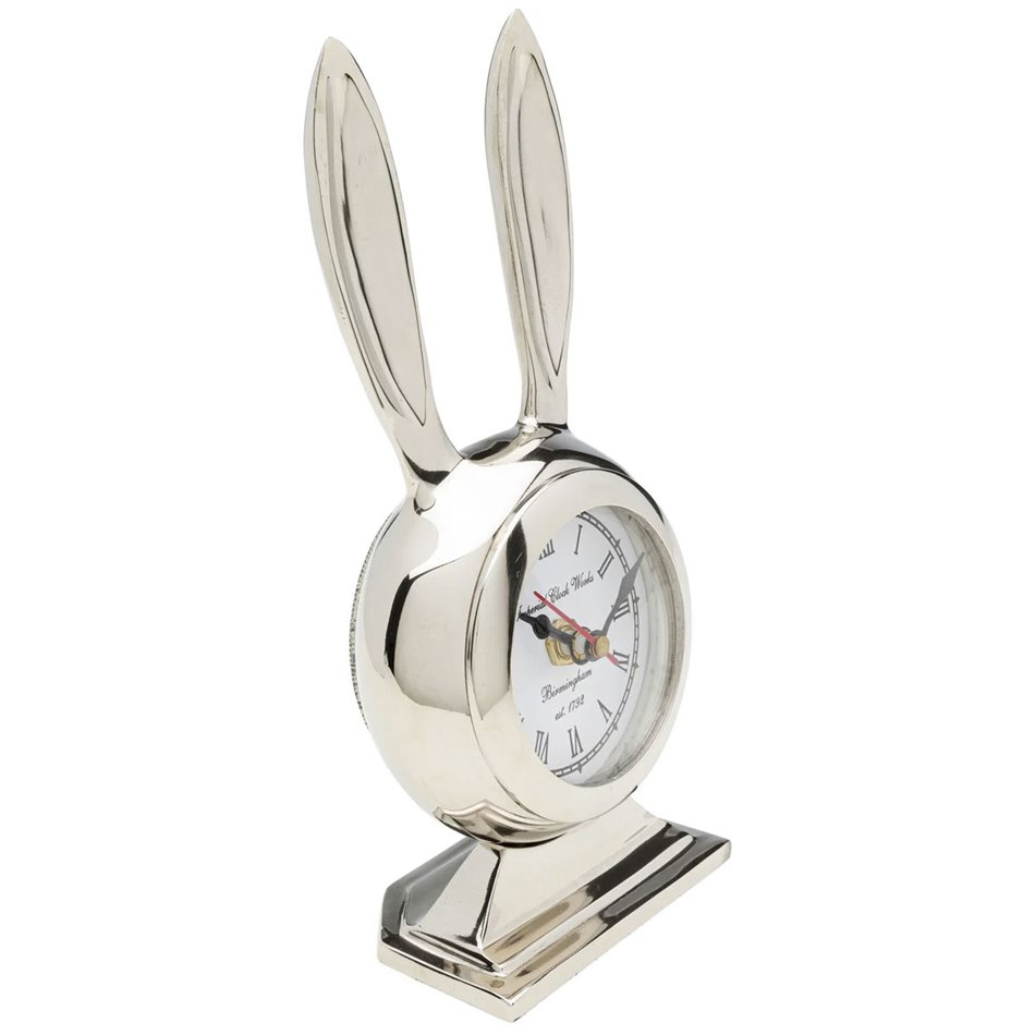 Table clock Rabbit, silver color, 10x21cm