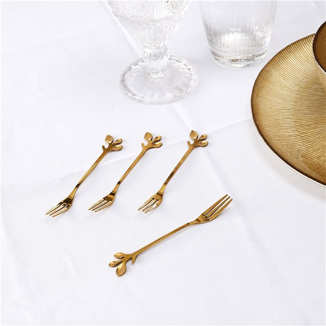 Dessert fork x4, gold color, 1.3x12.3x2.3cm