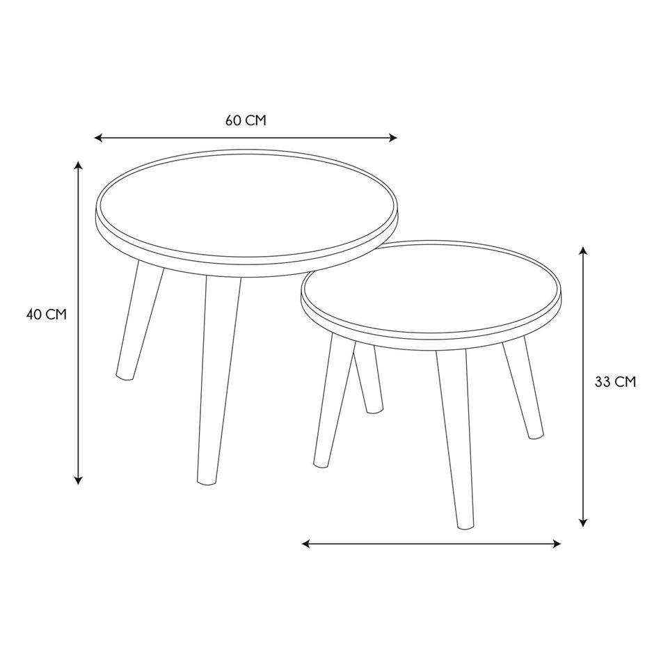 Trundle table set Felix X2 FSC, H40xD60cm, H33xx40cm