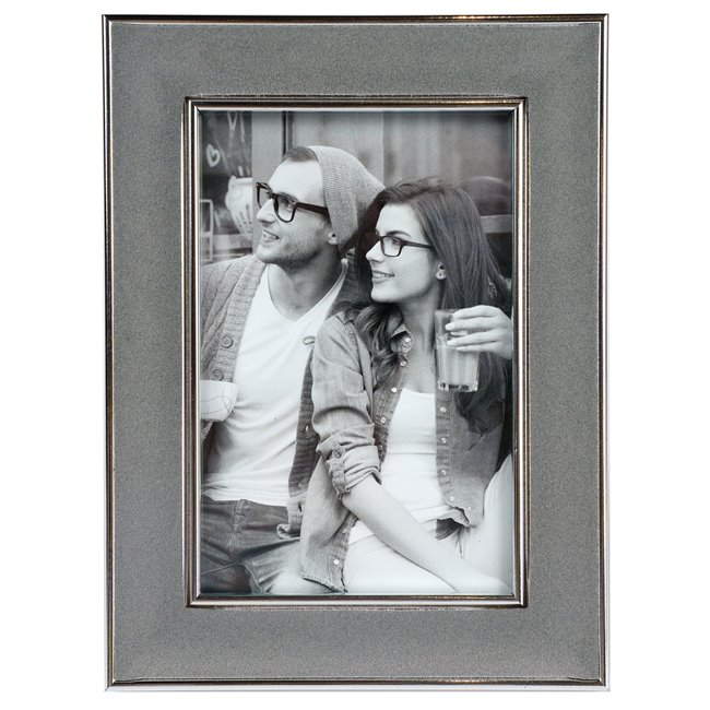 Photo frame Parton, silver/grey velvet, 10x15cm