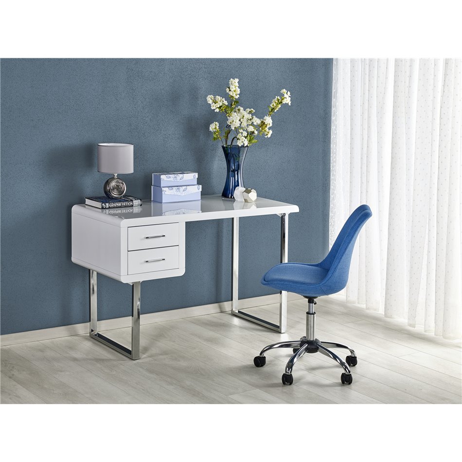 Desk Havellion, white/chrome, MDF/steel,  H76x120x55cm