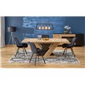 Extendable dining table Harando, oak/black color, MDF, H77x160-200x90cm