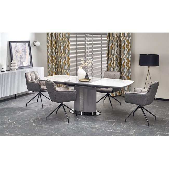 Extendable dining table Hancan, ceramic/MDF/steel, H76x160-220x90cm