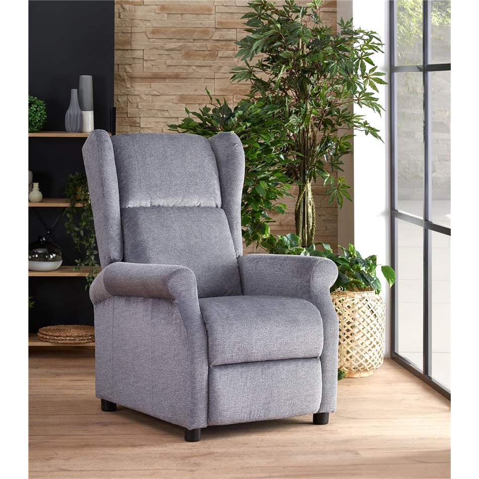 Recliner with massage function Haustin-M, grey, H107-83x75x92-160cm, seat H45cm