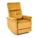 Electric recliner Hemiro, mustard color velvet, USB charging socket, W90-170x80cm, H92-108cm, seat H46cm