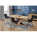 Extendable dining table Harando, oak/black color, MDF, H77x160-200x90cm