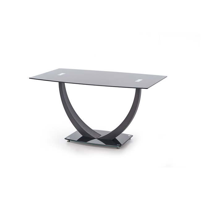 Extendable dining table Hanto, black, glass/steel, H75x140x80cm