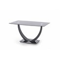 Extendable dining table Hanto, black, glass/steel, H75x140x80cm