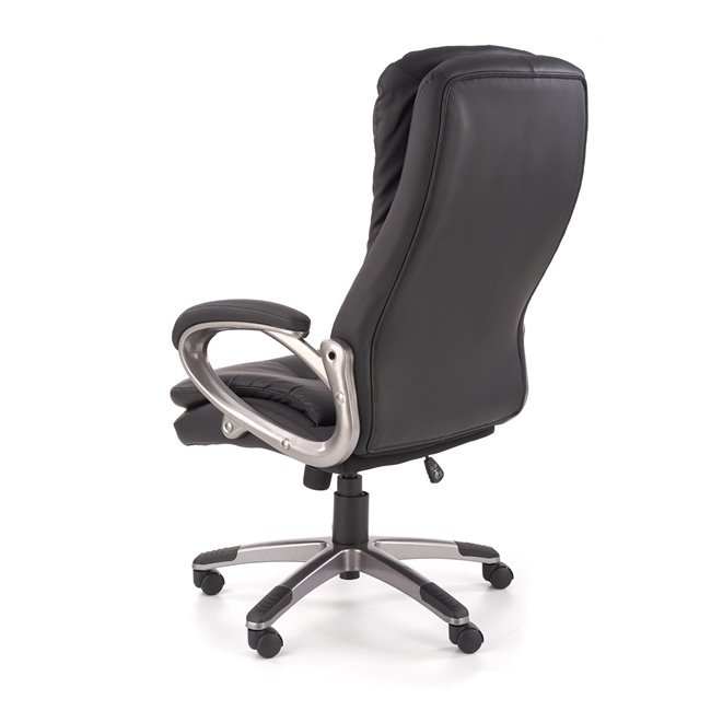 Office chair Heston, black eco leather, W114-124x66cm, H72cm, seat H49-59cm