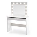 Dressing table with mirror Holwud, white, MDF/LED lights, H140x94x43cm