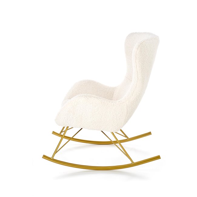 Rocking chair Hilberto, cream color boucle fabric, H78x77x67cm, seat H45cm