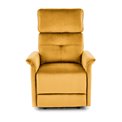 Electric recliner Hemiro, mustard color velvet, USB charging socket, W90-170x80cm, H92-108cm, seat H46cm