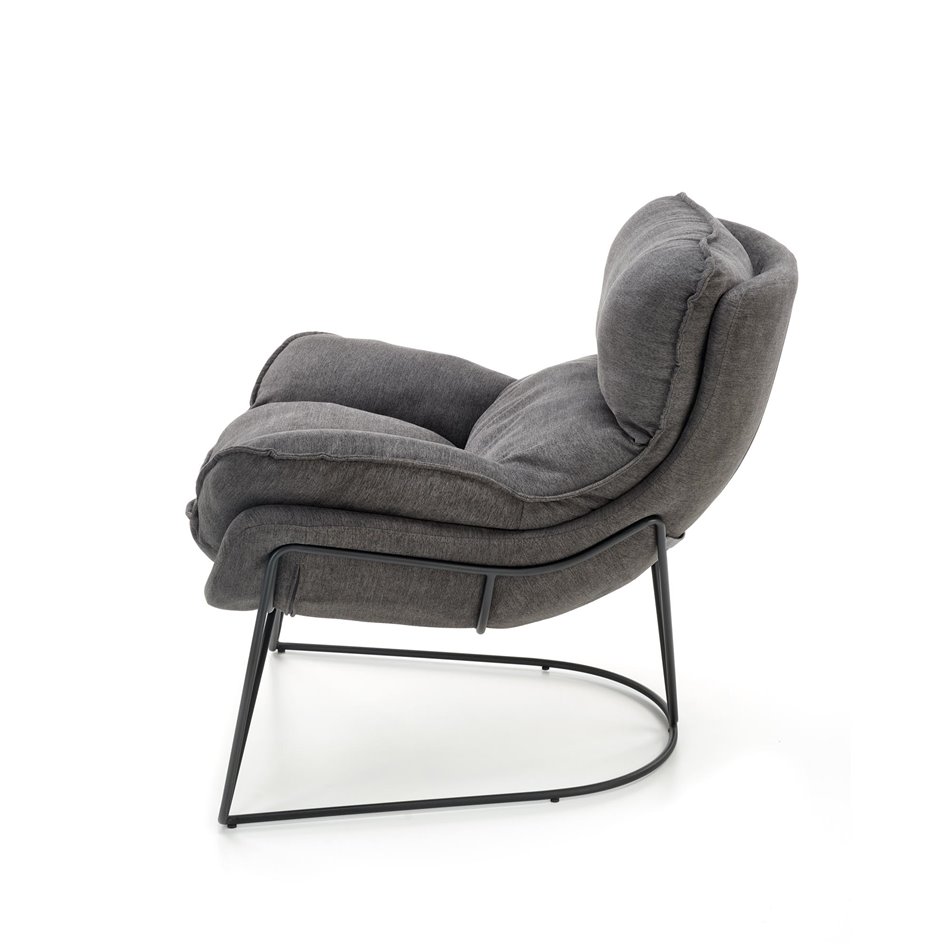 Lounge chair Holker, grey/black, H78x91x72cm, seat H44cm