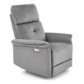 Electric recliner Hemiro, grey velvet, USB charging socket, W90-170x80cm, H92-108cm, seat H46cm