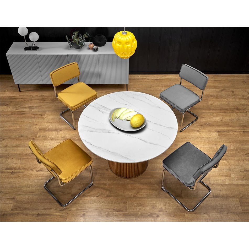 Dining table Haruno, ceramic/walnut, D120cm, H76cm