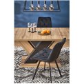 Extendable dining table Harando, oak/black color, MDF, H77x160-200x90cm