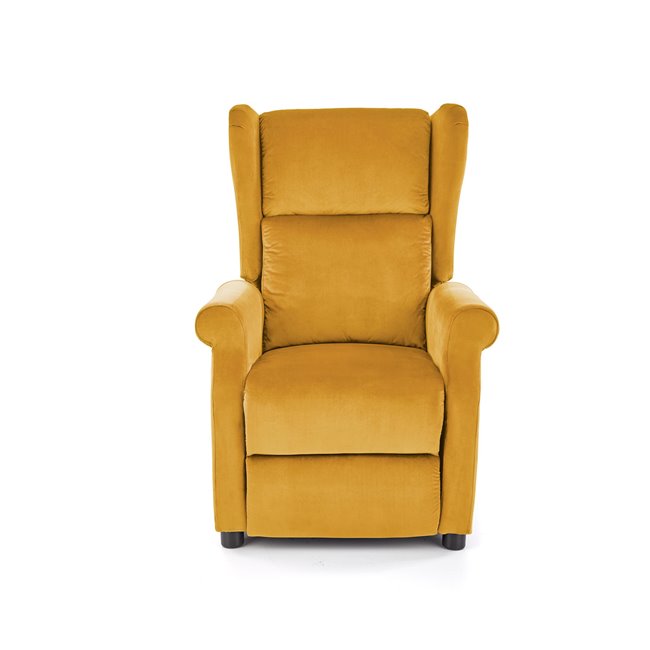 Recliner Haustin, mustard color velvet, H107-83x75x92-160cm, seat H45cm