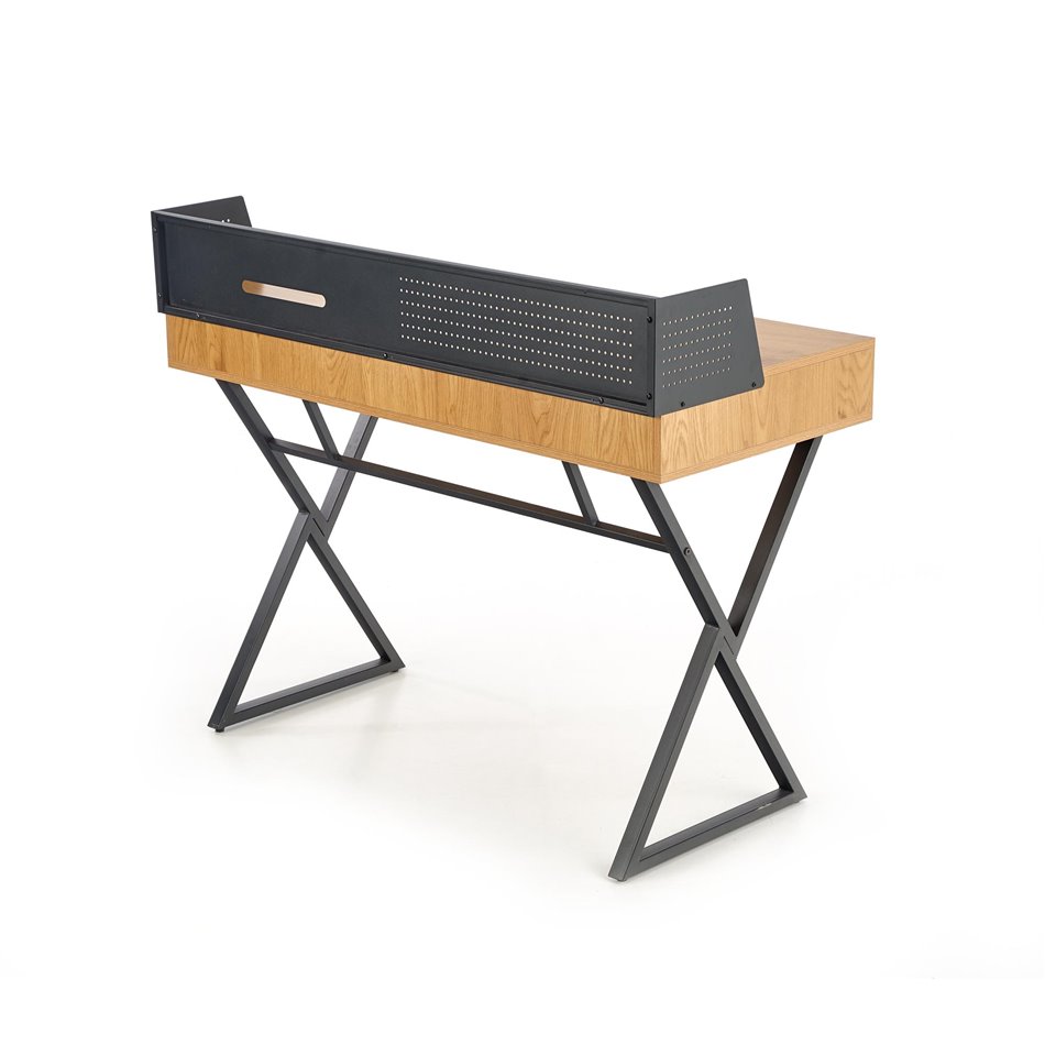 Desk Hexdrin, golden oak/black, MDF/steel,  H90x110x51cm