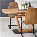 Extendable dining table Hackly, oak color, MDF/steel,  H76x160-220x90cm