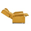 Recliner Haustin, mustard color velvet, H107-83x75x92-160cm, seat H45cm