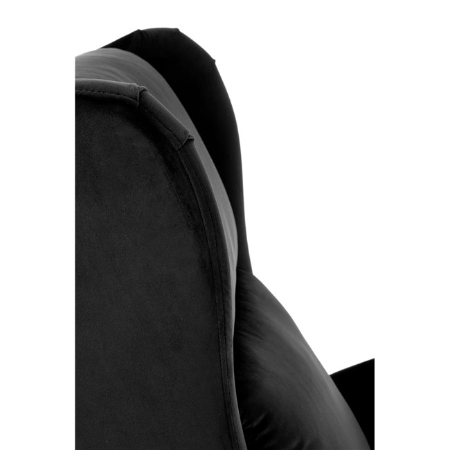 Recliner Haustin, black velvet, H107-83x75x92-160cm, seat H45cm