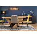 Extendable dining table Harando, oak/black color, MDF, H77x160-200x90cm