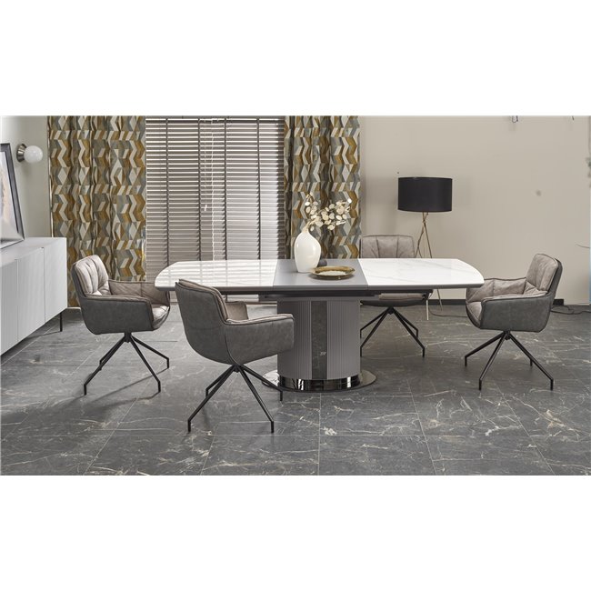 Extendable dining table Hancan, ceramic/MDF/steel, H76x160-220x90cm