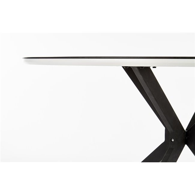 Dining table Havelar, black/white, glass/MDF/steel, D120cm, H76cm