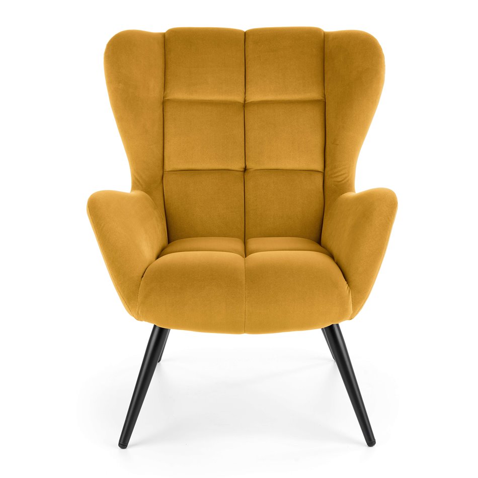 Lounge chair Harion, mustard color, H91x75x86cm, seat H48cm