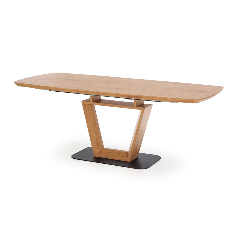 Extendable dining table Hackly, oak color, MDF/steel,  H76x160-220x90cm