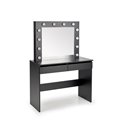 Dressing table with mirror Holwud, black, MDF/LED lights, H140x94x43cm