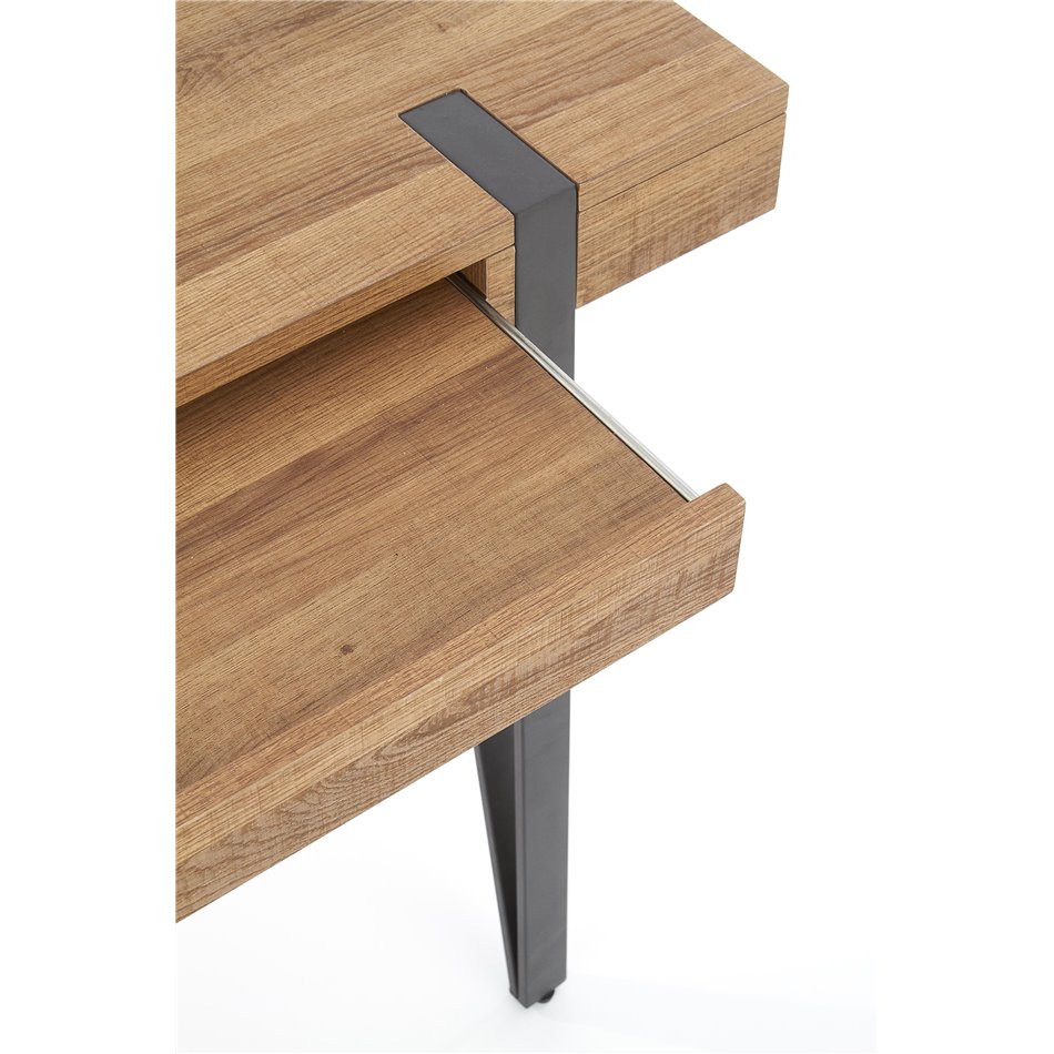 Desk Hesmara, black/walnut colors, MDF/steel,  H76x110x55cm