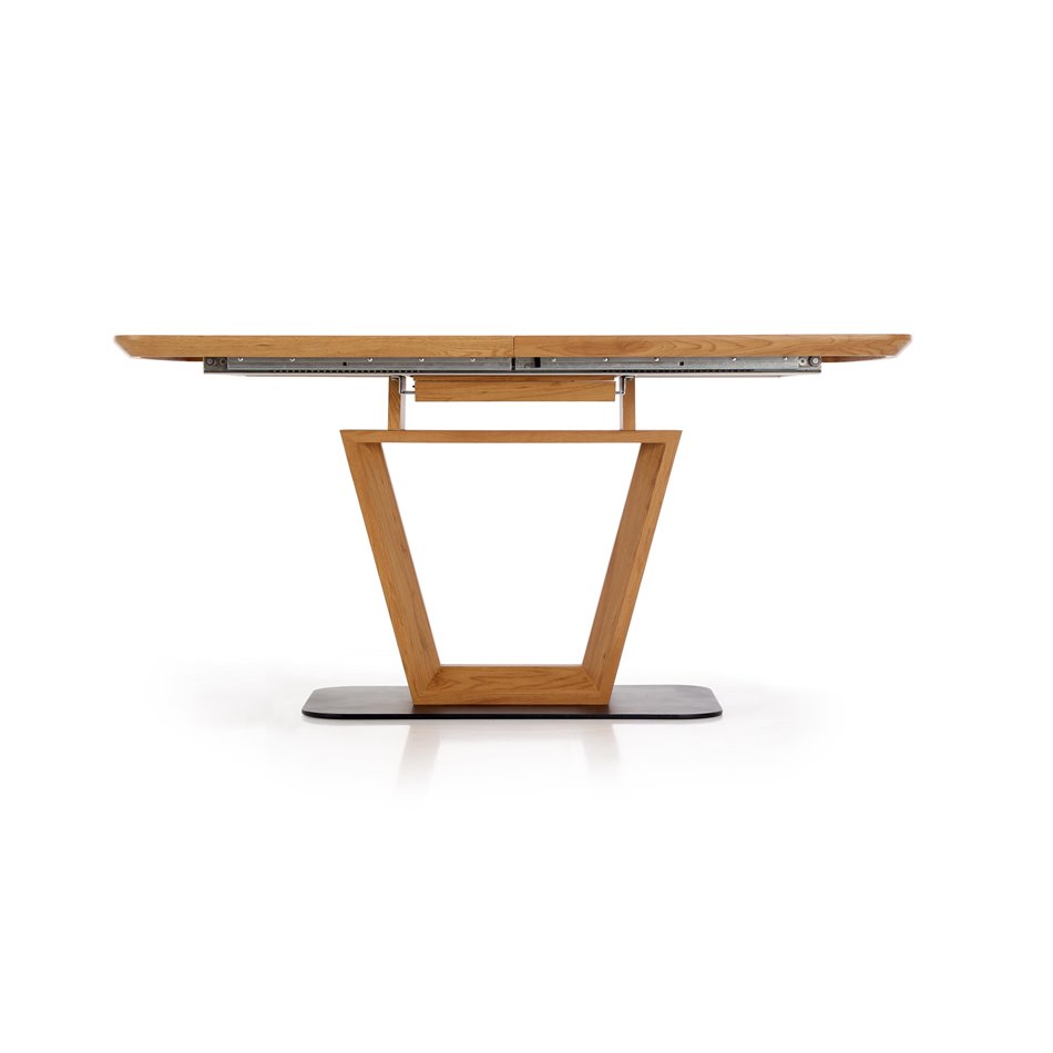 Extendable dining table Hackly, oak color, MDF/steel,  H76x160-220x90cm