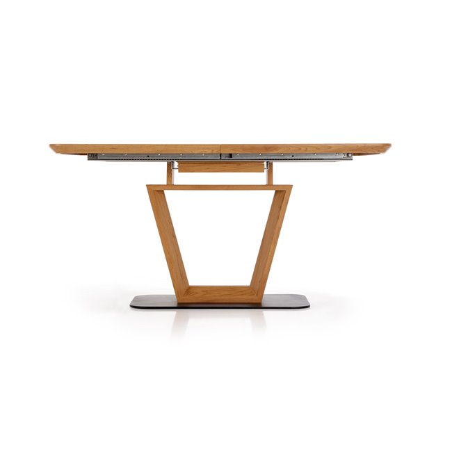 Extendable dining table Hackly, oak color, MDF/steel,  H76x160-220x90cm